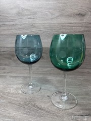 Marquis By WATERFORD Polka Dot Balloon Wine Glasses Blue And Green