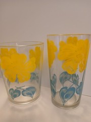 Set Of 4 VTG Mystic Dahlia Glass Tumblers INL#459