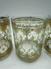Vtg Culver Valencia Double Old Fashioned Glass w/24k Gold 4 1/4” Set Of 5 READ