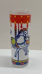 Vintage Carousel Tom Collins Drinking Glass Circus Horse Barware Glass