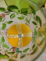 Hand-Painted Floral Summer Goblets – 7 3/4″ Set of 2 Vintage Glassware