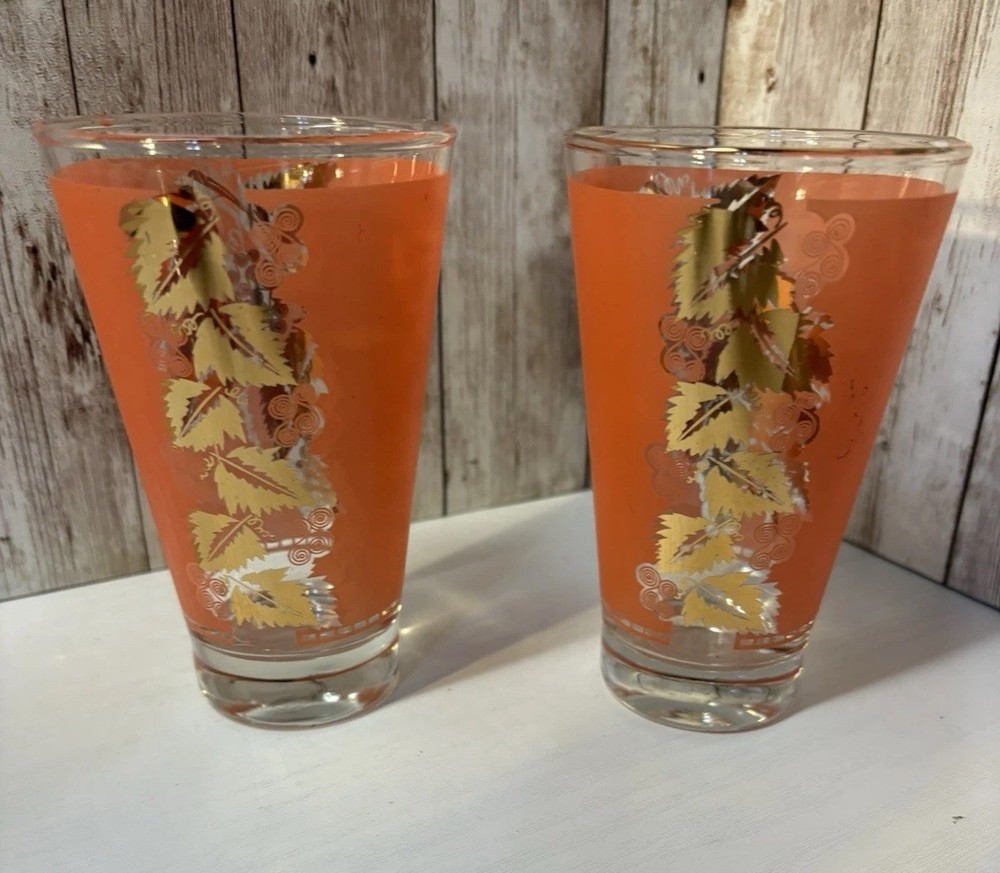 2 MCM 1960s Mist Bartlett Collins High Ball Tumblers Pilsners 5 1/4” H FREE S/H
