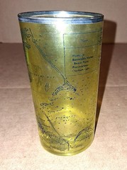 Plymouth Harbor Mass. Glass Tumbler, Yellow, Tourist, Souvenir