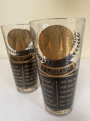Set Of 6 MCM 50‘s-60’s gold black Cera Sports Memorabilia highball glasses
