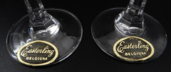 2 VINTAGE EASTERLING BELGIUM VERTICAL LINES CRYSTAL APERITIF OR SHOT GLASSES