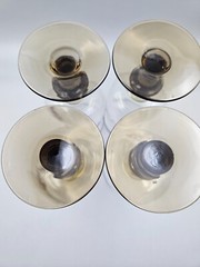 Vtg. Libby Two Toned Wine Goblets 4 Western Barware Gold Wells Fargo Stagecoach