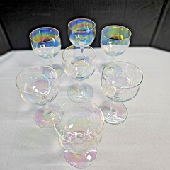 Set of 7 Vintage Moselle Iridescent Delicate Cordial Liqueur Glasses