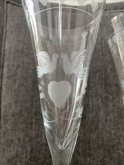 2 Forever Colony Wedding Toasting flute, champagne Blown glasses 11 1/4”