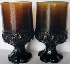 Tiffin Franciscan Madeira Smoke Brown Footed Goblets 1970s 5.5″ 8oz Set of 2