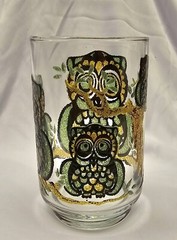 1 MCM Owl Family In A Tree Design Glassware By Libbey 4 1/2″