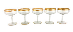 Vintage Paneled Optic Gold Encrusted Leaf Design Champagne, Sherbet Glasses (5)