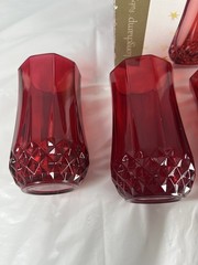 4 Ruby Red LONGCHAMP 12.25 oz Tumblers Cristal D’Arques Highball 24% Crystal