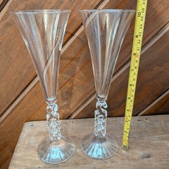 Set of 2 Vintage 2000 Champagne Flutes France, 10 1/4″ tall