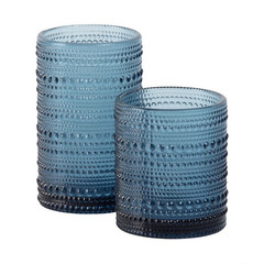 Jupiter by Fortessa DOF And Beverage Glass Blue Bubble Textured Glass Set of 12