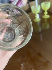 4 Vintage Indiana Glass Recollection Clear Water Goblets Stemmed Floral 6.5″