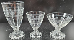 16 Pc Anchor Hocking Berwick Boopie Clear Circles Bands Goblet Champagne MCM Lot
