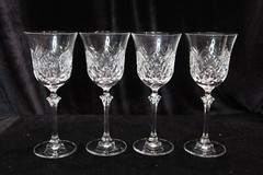 SPIEGELAU CUT ARCH ON BOWL RIBBED STEM 4 WINE GLASSES 7 1/2″ TALL 3″ WIDE MINT