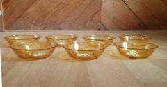 Indiana Glass Co. Depression Amber Daisy Pattern Set of 6 Cereal Bowls