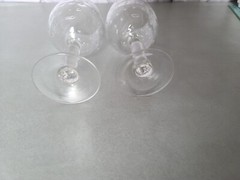Bubbled Goblet Glasses Clear Set of 2 Heavy Weight Unmarked Not matched
