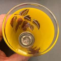 Vintage Bartlett-Collins MCM Red & Yellow Gold Grape Leaf Glass Tumblers Set 4