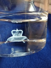 Crown Royal Rocks Liquor Glass 3-D Hologram/Lazer Bottom of Glass Embossed