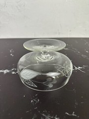 High Quality Vintage Crystal Dessert Glasses w/ Decorative Etchings Set of 6