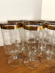 LIBBEY VINTAGE HEIRLOOM CRYSTAL STEMWARE22 KT. GOLD BAND, I CED TEA GLASS/SET 7
