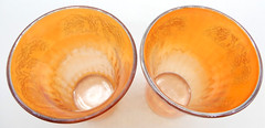 Hazel Atlas Fruits Design Iridized 8 oz. Marigold Glass Flat Tumblers (Set of 8)