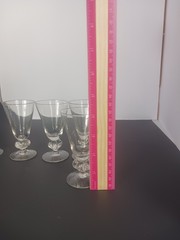Set Of 6 Clear Glass Vintage Stemmed Lobed Classic Juice About 4″ Tall