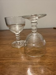 Pair Of Depression Era Anchor Hocking Glass Co Manhattan Sherry Wine Glass 3.5”