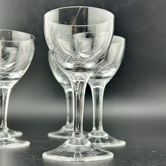 Clear William Fraser Ilona Crystal Cordials Set 8 Germany Cut Swirl 80s VTG