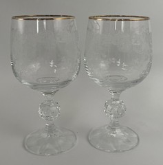 Bohemia Crystal-Crystalex Queen’s Lace Wine Glass Goblet 5.75” Gold Set Of 3