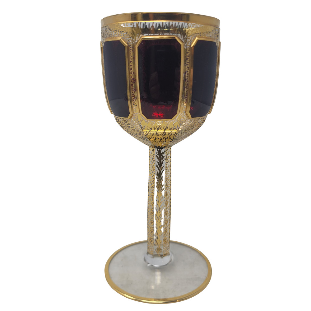 VINTAGE EBC9 Ruby Gold Collection Ebeling & Reuss Water Goblet Wine Glass 7″
