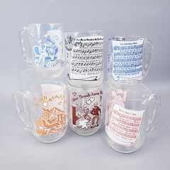 (6) Vtg 1950s Hazel Atlas Sing-A-Song Series Mugs 16oz Big Top Peanut Butter