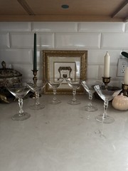 Vintage 1950s Tiffin Montclair Platinum Trim Champagne Glass 5 1/2” Set of 6