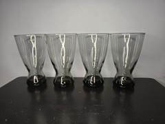 Vintage Libbey Smoked Gray Pilsner Glasses w Round Weighted Base Set of 4