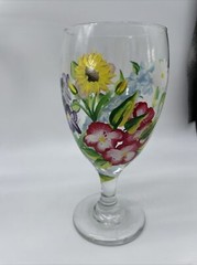 Artisan Made Carafe Blown Glass Wine Water Goblets 4-12 Oz Glasses & 48 Oz Vase