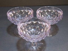 Vtg 3-Sun Kissed Purple Fostoria American Champagne Low Sherbert Glasses 3 1/2″T