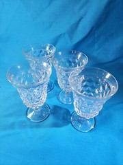 Set of 4 Fostoria Glass AMERICAN Water Footed Glasses Optic Cube