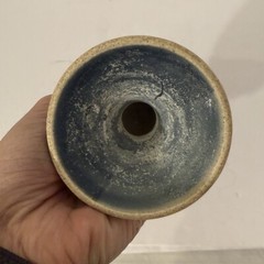 Art Studio Pottery Goblet/Chalice Footed-Tricolor Drip Glaze-Handmade