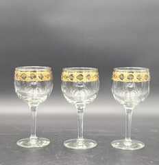 3 – Vintage Culver VALENCIA 5-3/4″ Wine Glasses 22K Gold MCM Midcentury Barware