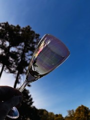 Five Beautifully Clear Iridescent Glasses For Wine, Juice Or Water Available.