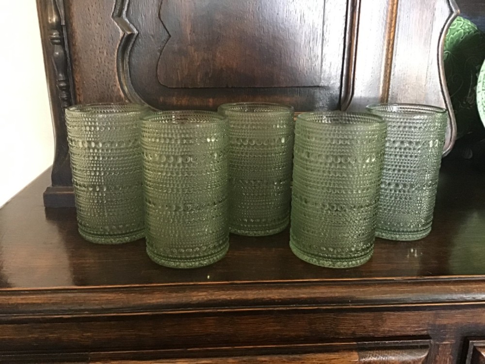 Jupiter Beaded Light Green Drinking Glass Tumbler Set of 6