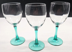 8 Luminarc Turquoise 6.75″ Wine Glass Set Vintage Cristal D’Arques Bar Retro Lot