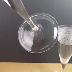 4 Tiffany & Co. Crystal Millennium 2000 Champagne Flutes Glasses 9.25″ Tall
