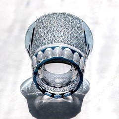 Ink Blue Edo Kiriko Crystal Bohemian Hand Cut Cased Whiskey Glass 220ml/8oz 1pc