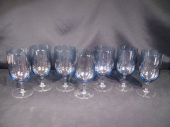 Riedel Crystal Blue Swirl Iced Tea Glasses Set of 7