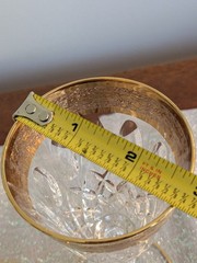 Italian Goblets Pair Vtg 6″ Clear Crystal Cut Glass 24K Gold Needle Etched Band