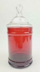 Vintage Glass Anchor Hocking Ruby Red Apothecary Jar with Clear Lid – 8″ Tall