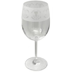 Wine Glass Decorated Scottish Thistle Sandblast Stemmed Drinking Gift Box Animo
